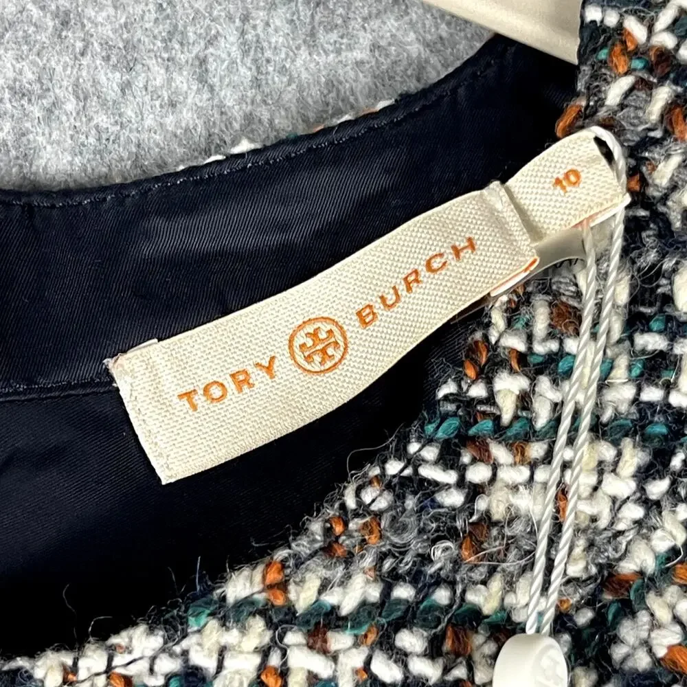 Tory Burch Tweed Pencil‎ Dress Women 10 Textured Academia Career Old Money NEW